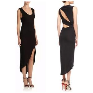 Haute Hippie Black Cut Out High Low Midi Dress Xs